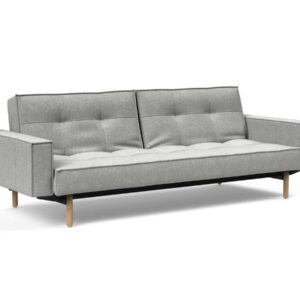 Innovation Splitback Klappsofa mit Polster-Armlehne 590 Micro Check Grey Stem Holz hell / Gestell schwarz EAN:5700110949248