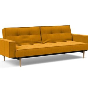 Innovation Splitback Klappsofa mit Polster-Armlehne 507 Elegance Burned Curry Styletto Holz hell / Gestell schwarz EAN:5700110949248