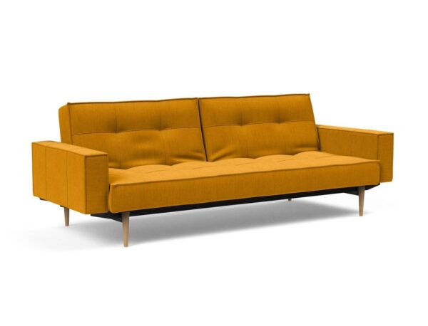 Innovation Splitback Klappsofa mit Polster-Armlehne 507 Elegance Burned Curry Styletto Holz hell / Gestell schwarz EAN:5700110949248