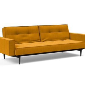 Innovation Splitback Klappsofa mit Polster-Armlehne 507 Elegance Burned Curry Styletto Holz schwarz / Gestell schwarz EAN:5700110949248