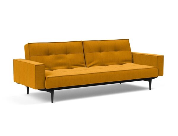 Innovation Splitback Klappsofa mit Polster-Armlehne 507 Elegance Burned Curry Styletto Holz schwarz / Gestell schwarz EAN:5700110949248