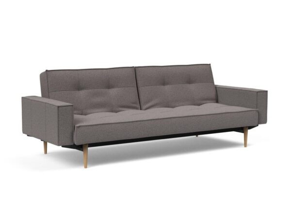 Innovation Splitback Klappsofa mit Polster-Armlehne 521 Mixed Dance Grey Styletto Holz hell / Gestell schwarz EAN:5700110949248