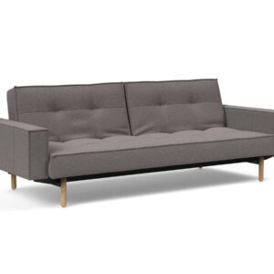 Innovation Splitback Klappsofa mit Polster-Armlehne 521 Mixed Dance Grey Stem Holz hell / Gestell schwarz EAN:5700110949248