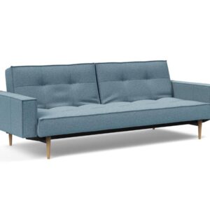 Innovation Splitback Klappsofa mit Polster-Armlehne 525 Mixed Dance Light Blue Styletto Holz hell / Gestell schwarz EAN:5700110949248