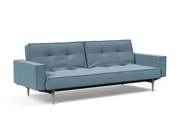 Innovation Splitback Klappsofa mit Polster-Armlehne 525 Mixed Dance Light Blue Styletto Holz hell / Gestell schwarz EAN:5700110949248