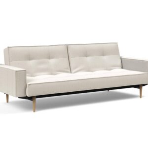 Innovation Splitback Klappsofa mit Polster-Armlehne 531 Boucle Off White Styletto Holz hell / Gestell schwarz EAN:5700110949248