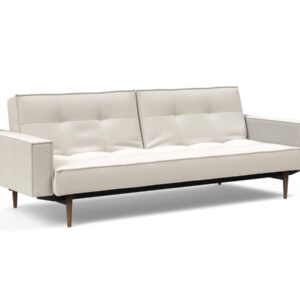 Innovation Splitback Klappsofa mit Polster-Armlehne 531 Boucle Off White Styletto Holz dunkel / Gestell schwarz EAN:5700110949248