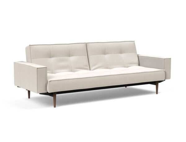 Innovation Splitback Klappsofa mit Polster-Armlehne 531 Boucle Off White Styletto Holz dunkel / Gestell schwarz EAN:5700110949248