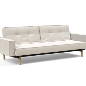 Innovation Splitback Klappsofa mit Polster-Armlehne 531 Boucle Off White Stem Holz hell / Gestell schwarz EAN:5700110949248