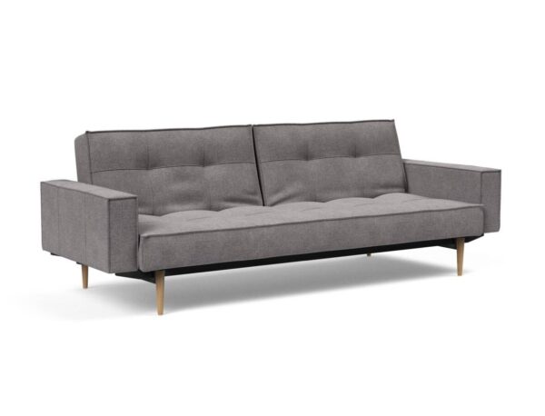 Innovation Splitback Klappsofa mit Polster-Armlehne 217 Flashtex Light Grey Styletto Holz hell / Gestell schwarz EAN:5700110949248