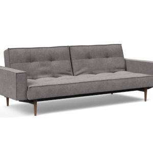 Innovation Splitback Klappsofa mit Polster-Armlehne 217 Flashtex Light Grey Styletto Holz dunkel / Gestell schwarz EAN:5700110949248