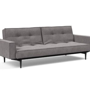 Innovation Splitback Klappsofa mit Polster-Armlehne 217 Flashtex Light Grey Styletto Holz schwarz / Gestell schwarz EAN:5700110949248