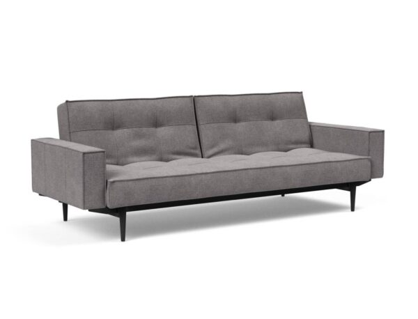 Innovation Splitback Klappsofa mit Polster-Armlehne 217 Flashtex Light Grey Styletto Holz schwarz / Gestell schwarz EAN:5700110949248