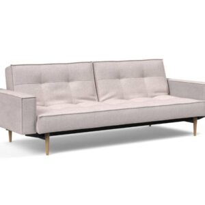 Innovation Splitback Klappsofa mit Polster-Armlehne 300 Weda Sand Styletto Holz hell / Gestell schwarz EAN:5700110949248