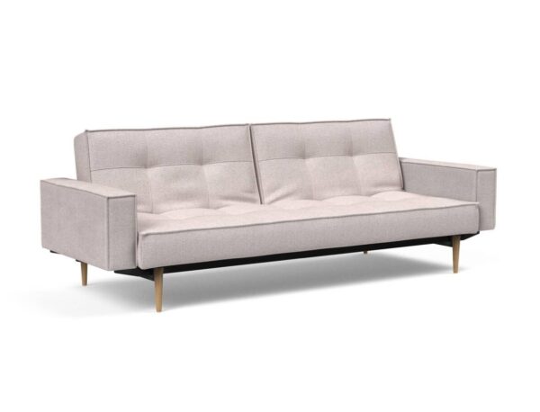 Innovation Splitback Klappsofa mit Polster-Armlehne 300 Weda Sand Styletto Holz hell / Gestell schwarz EAN:5700110949248