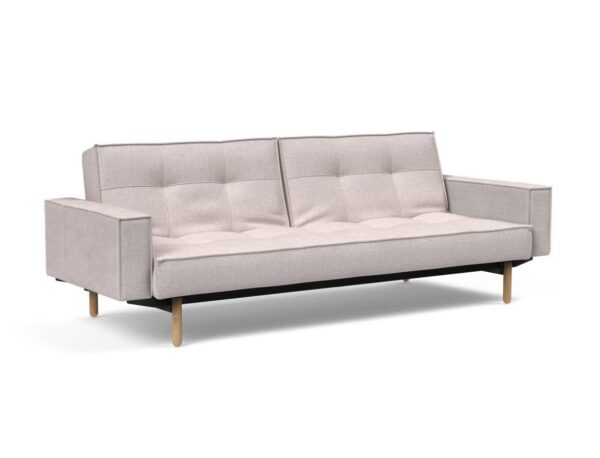 Innovation Splitback Klappsofa mit Polster-Armlehne 300 Weda Sand Stem Holz hell / Gestell schwarz EAN:5700110949248