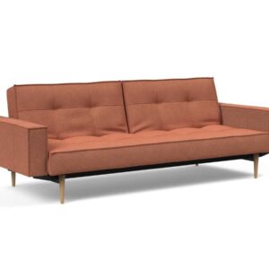 Innovation Splitback Klappsofa mit Polster-Armlehne 301 Weda Rust Styletto Holz hell / Gestell schwarz EAN:5700110949248