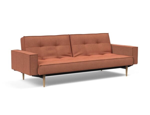 Innovation Splitback Klappsofa mit Polster-Armlehne 301 Weda Rust Styletto Holz hell / Gestell schwarz EAN:5700110949248