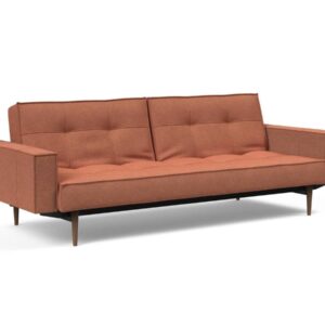 Innovation Splitback Klappsofa mit Polster-Armlehne 301 Weda Rust Styletto Holz dunkel / Gestell schwarz EAN:5700110949248