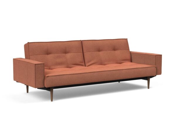 Innovation Splitback Klappsofa mit Polster-Armlehne 301 Weda Rust Styletto Holz dunkel / Gestell schwarz EAN:5700110949248