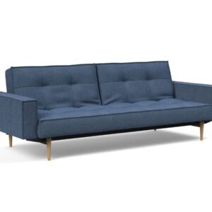 Innovation Splitback Klappsofa mit Polster-Armlehne 302 Weda Blue Styletto Holz hell / Gestell schwarz EAN:5700110949248