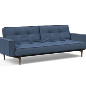 Innovation Splitback Klappsofa mit Polster-Armlehne 302 Weda Blue Styletto Holz dunkel / Gestell schwarz EAN:5700110949248