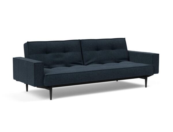 Innovation Splitback Klappsofa mit Polster-Armlehne 515 Nist Blue Styletto Holz schwarz / Gestell schwarz EAN:5700110949248