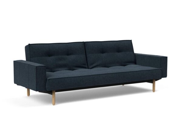 Innovation Splitback Klappsofa mit Polster-Armlehne 515 Nist Blue Stem Holz hell / Gestell schwarz EAN:5700110949248