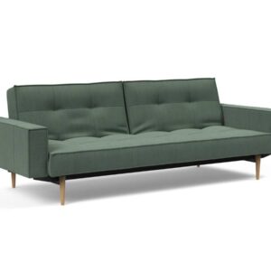 Innovation Splitback Klappsofa mit Polster-Armlehne 518 Elegance Green Styletto Holz hell / Gestell schwarz EAN:5700110949248