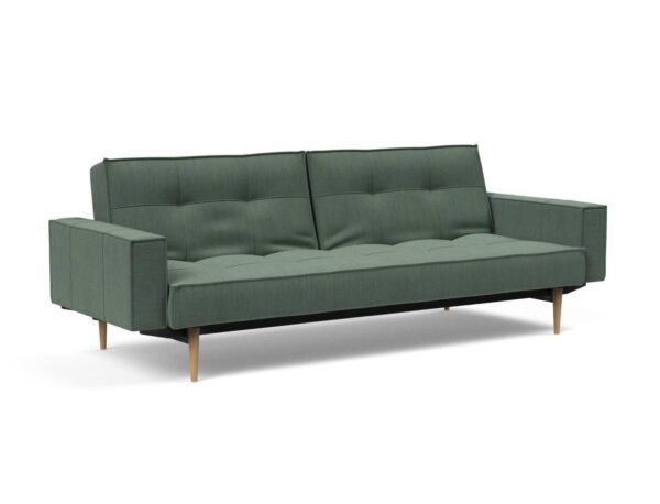 Innovation Splitback Klappsofa mit Polster-Armlehne 518 Elegance Green Styletto Holz hell / Gestell schwarz EAN:5700110949248