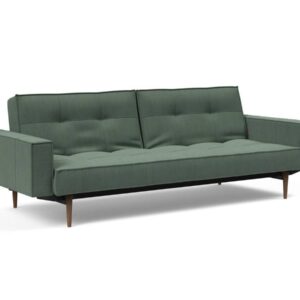 Innovation Splitback Klappsofa mit Polster-Armlehne 518 Elegance Green Styletto Holz dunkel / Gestell schwarz EAN:5700110949248