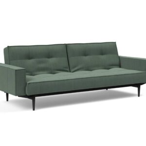 Innovation Splitback Klappsofa mit Polster-Armlehne 518 Elegance Green Styletto Holz schwarz / Gestell schwarz EAN:5700110949248