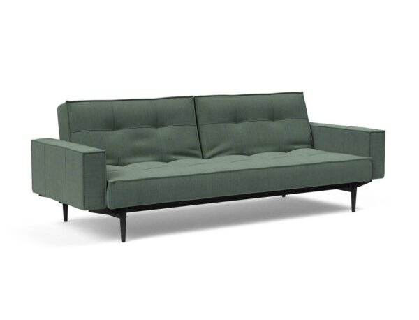 Innovation Splitback Klappsofa mit Polster-Armlehne 518 Elegance Green Styletto Holz schwarz / Gestell schwarz EAN:5700110949248