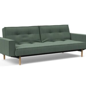 Innovation Splitback Klappsofa mit Polster-Armlehne 518 Elegance Green Stem Holz hell / Gestell schwarz EAN:5700110949248