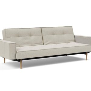 Innovation Splitback Klappsofa mit Polster-Armlehne 527 Mixed Dance Natural Styletto Holz hell / Gestell schwarz EAN:5700110949248