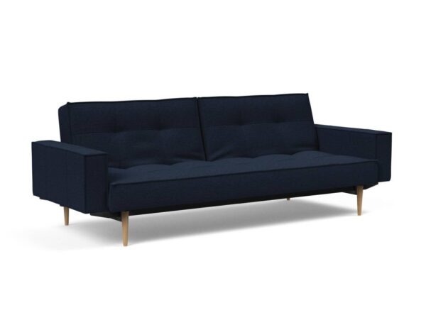 Innovation Splitback Klappsofa mit Polster-Armlehne 528 Mixed Dance Blue Styletto Holz hell / Gestell schwarz EAN:5700110949248