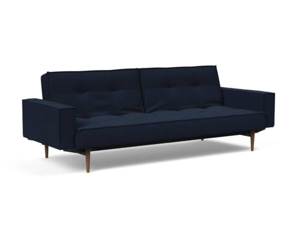 Innovation Splitback Klappsofa mit Polster-Armlehne 528 Mixed Dance Blue Styletto Holz dunkel / Gestell schwarz EAN:5700110949248