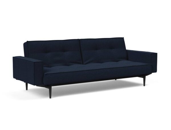 Innovation Splitback Klappsofa mit Polster-Armlehne 528 Mixed Dance Blue Styletto Holz schwarz / Gestell schwarz EAN:5700110949248