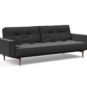 Innovation Splitback Klappsofa mit Polster-Armlehne 529 Bouclè Charcoal Styletto Holz dunkel / Gestell schwarz EAN:5700110949248