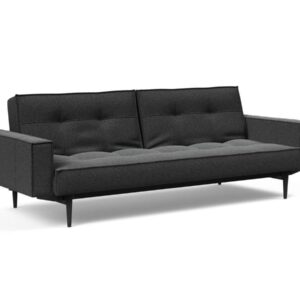 Innovation Splitback Klappsofa mit Polster-Armlehne 529 Bouclè Charcoal Styletto Holz schwarz / Gestell schwarz EAN:5700110949248