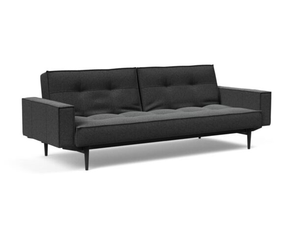 Innovation Splitback Klappsofa mit Polster-Armlehne 529 Bouclè Charcoal Styletto Holz schwarz / Gestell schwarz EAN:5700110949248