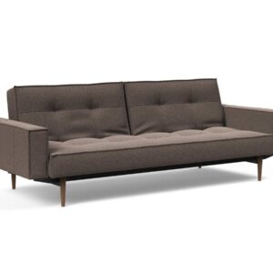 Innovation Splitback Klappsofa mit Polster-Armlehne 530 Bouclé Taupe Styletto Holz dunkel / Gestell schwarz EAN:5700110949248