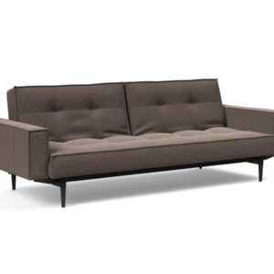 Innovation Splitback Klappsofa mit Polster-Armlehne 530 Bouclé Taupe Styletto Holz schwarz / Gestell schwarz EAN:5700110949248