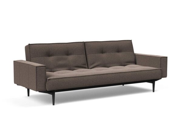 Innovation Splitback Klappsofa mit Polster-Armlehne 530 Bouclé Taupe Styletto Holz schwarz / Gestell schwarz EAN:5700110949248