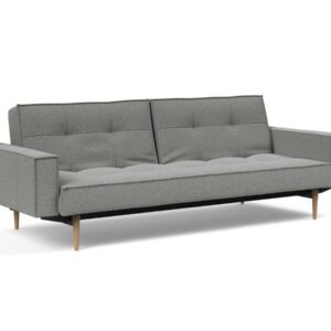 Innovation Splitback Klappsofa mit Polster-Armlehne 533 Boucle Ash grey Styletto Holz hell / Gestell schwarz EAN:5700110949248