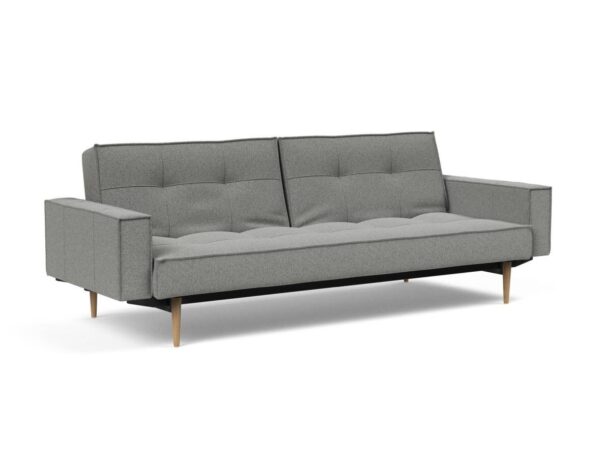 Innovation Splitback Klappsofa mit Polster-Armlehne 533 Boucle Ash grey Styletto Holz hell / Gestell schwarz EAN:5700110949248