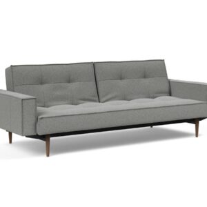 Innovation Splitback Klappsofa mit Polster-Armlehne 533 Boucle Ash grey Styletto Holz dunkel / Gestell schwarz EAN:5700110949248