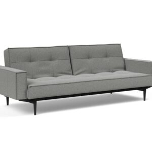 Innovation Splitback Klappsofa mit Polster-Armlehne 533 Boucle Ash grey Styletto Holz schwarz / Gestell schwarz EAN:5700110949248