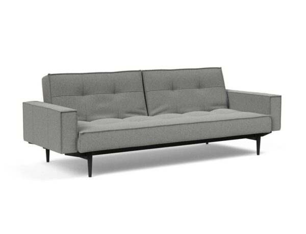 Innovation Splitback Klappsofa mit Polster-Armlehne 533 Boucle Ash grey Styletto Holz schwarz / Gestell schwarz EAN:5700110949248