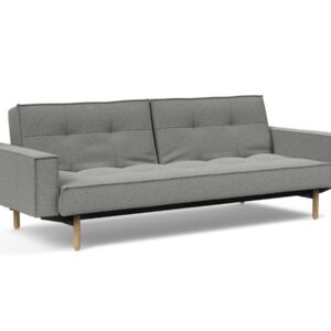 Innovation Splitback Klappsofa mit Polster-Armlehne 533 Boucle Ash grey Stem Holz hell / Gestell schwarz EAN:5700110949248